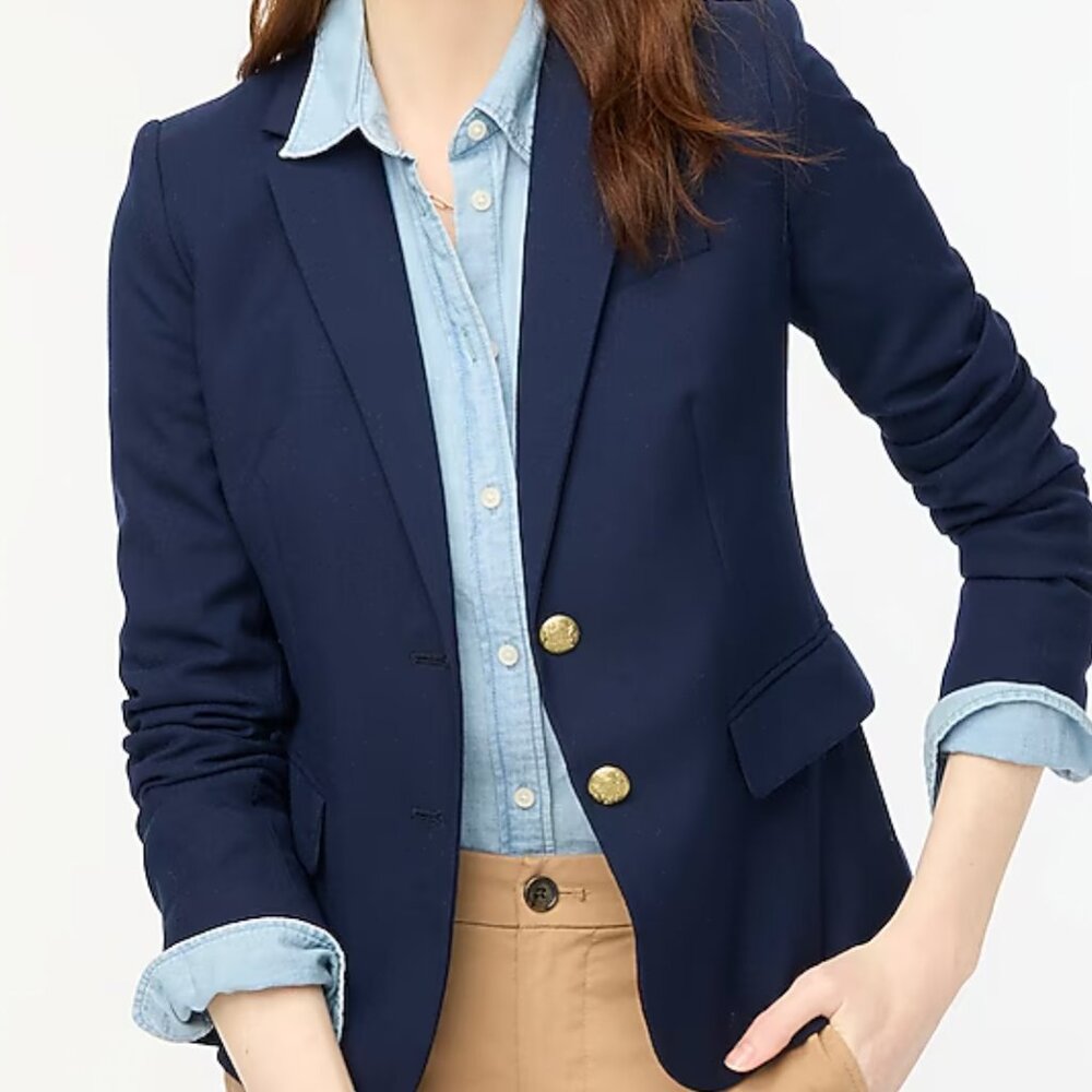 New 2 XS J CREW 100% wool Original Schoolboy Blazer Navy